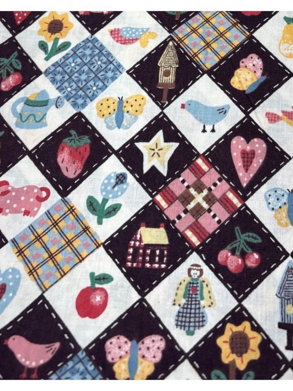 Springs Industries Cotton Quilt-Inspired Fabric 1/2 yard x 42" Black Multi-Color
